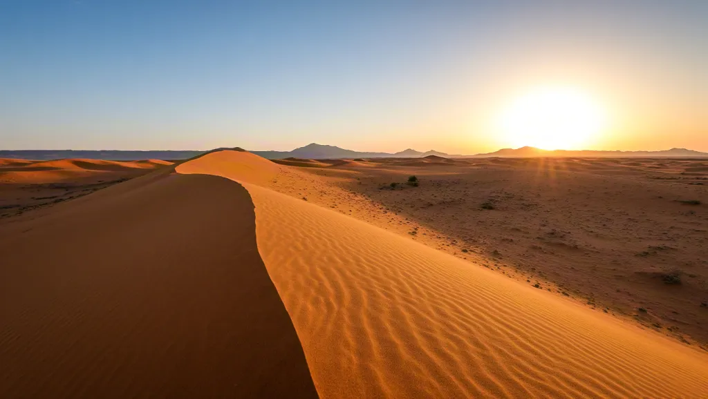 Desert dunes at sunset
