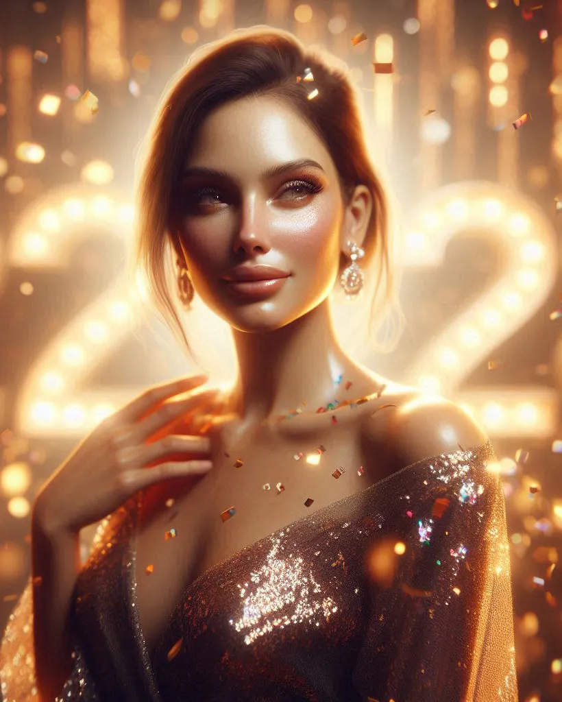 Elegant female portrait in warm golden lights