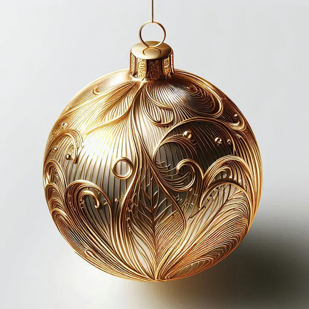 Elegant golden Christmas ornament close-up