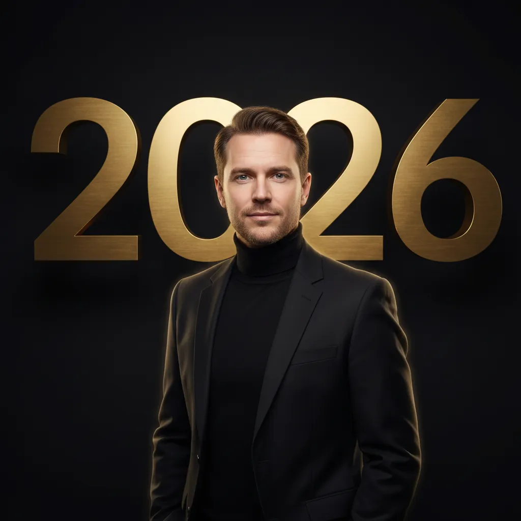 Elegant Man with Gold 2026 Background