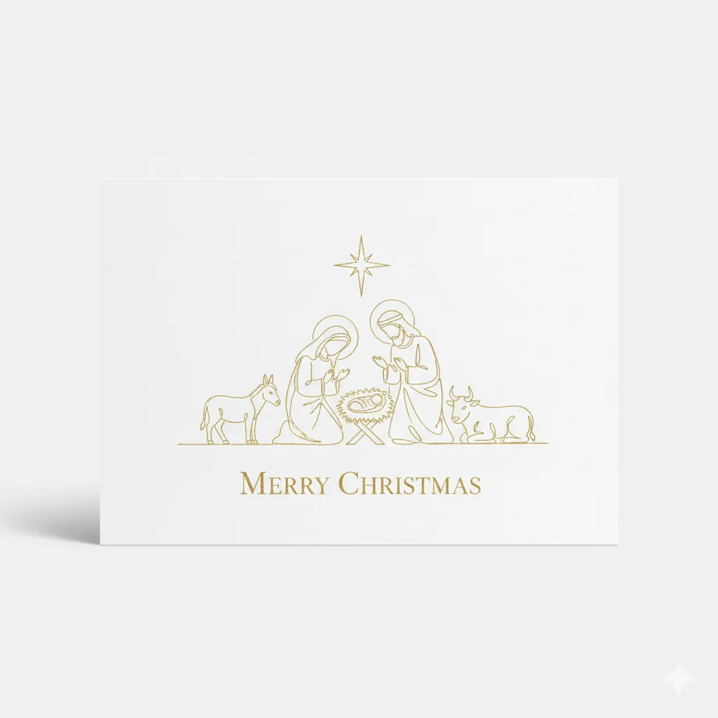 Elegant Merry Christmas Line Art Card