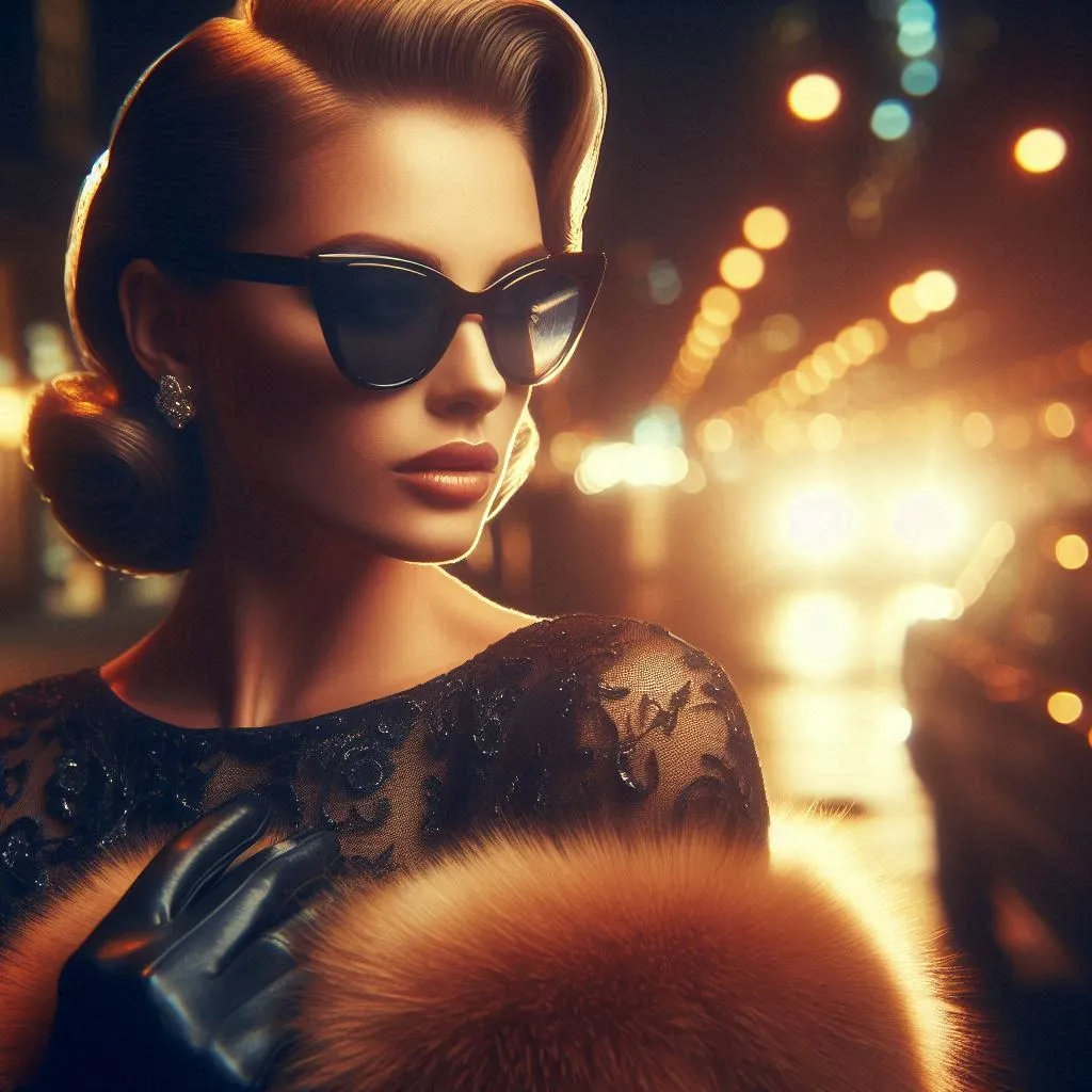 Elegant woman at night street — fashion portrait