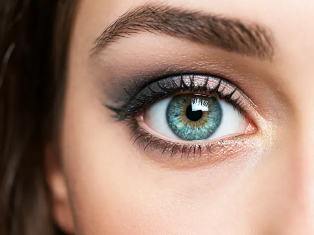 extreme close-up of female eye with makeup