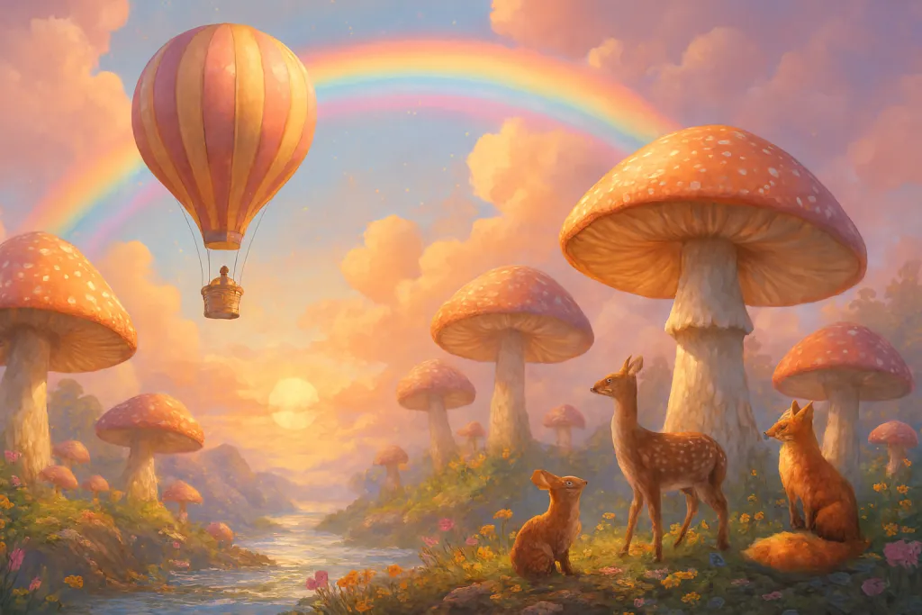 Fantasy valley with balloons