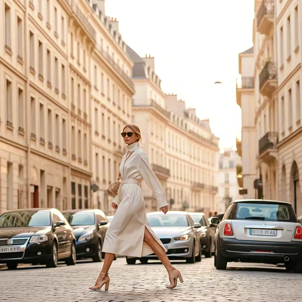Fashion woman walking in Paris
