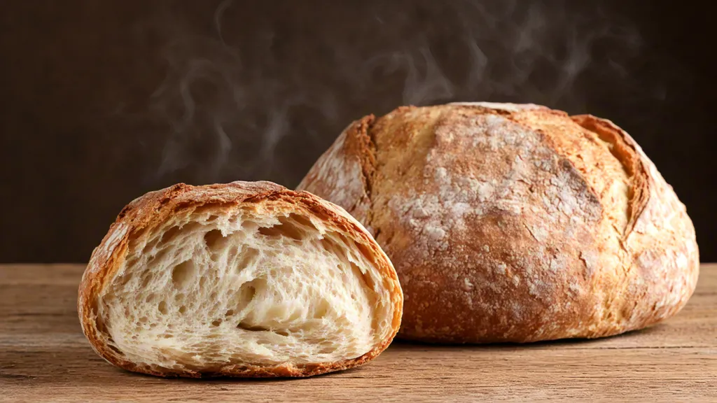 Freshly baked rustic bread loaf