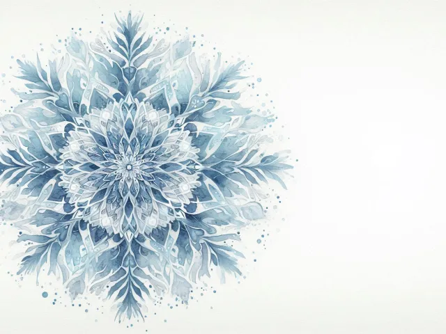 detailed blue snowflake on clean white background