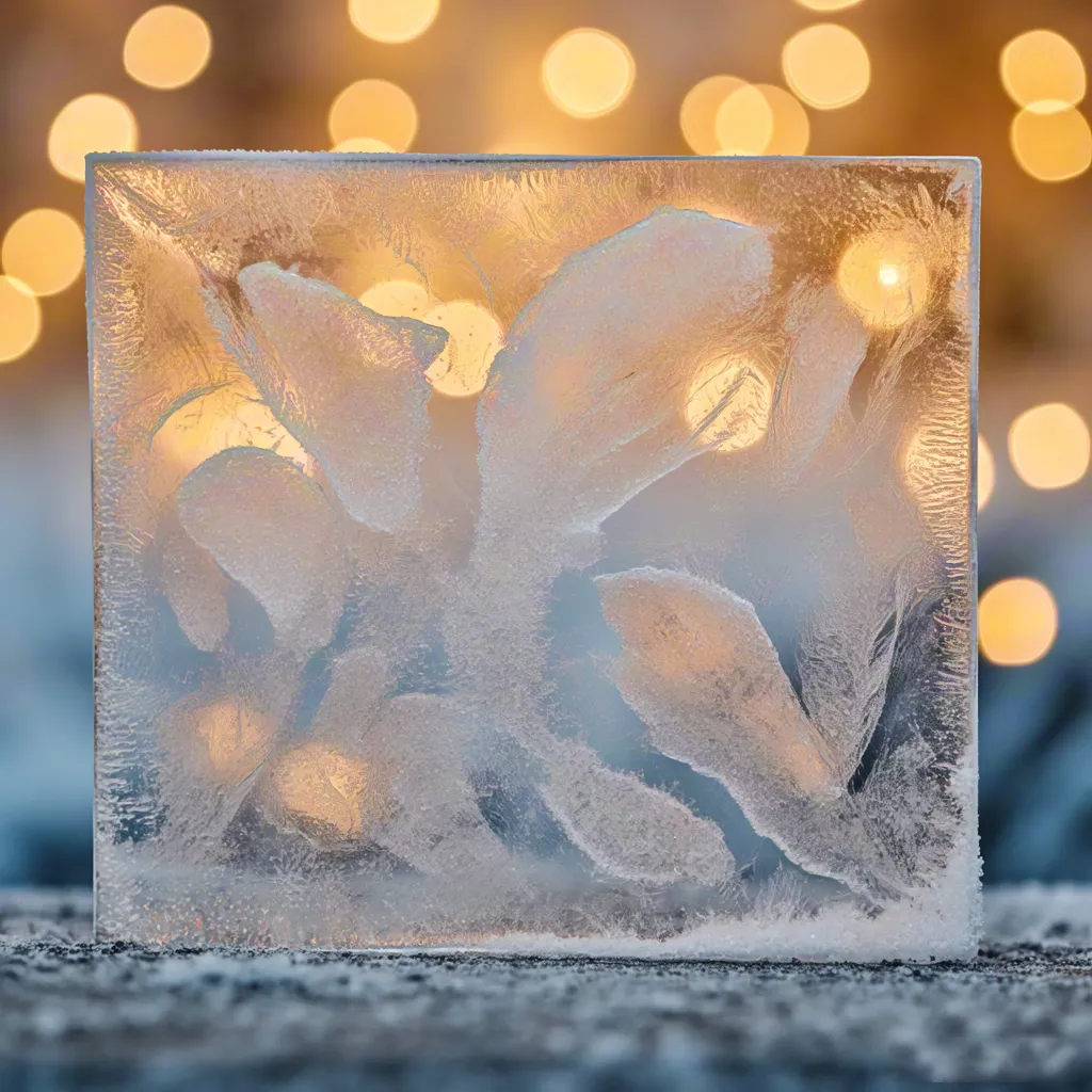 Frozen Christmas ornament with frosty patterns