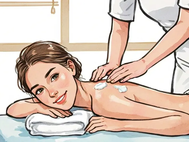 Woman receiving deep relaxation massage on a spa bed.