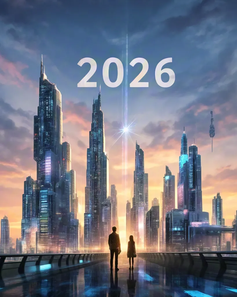 Futuristic 2026 Skyline Illustration