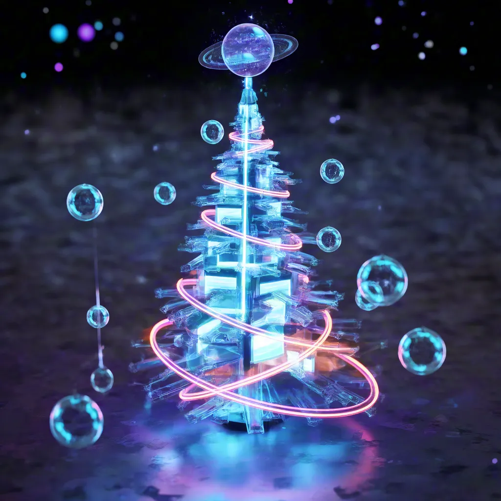 Futuristic hologram Christmas tree