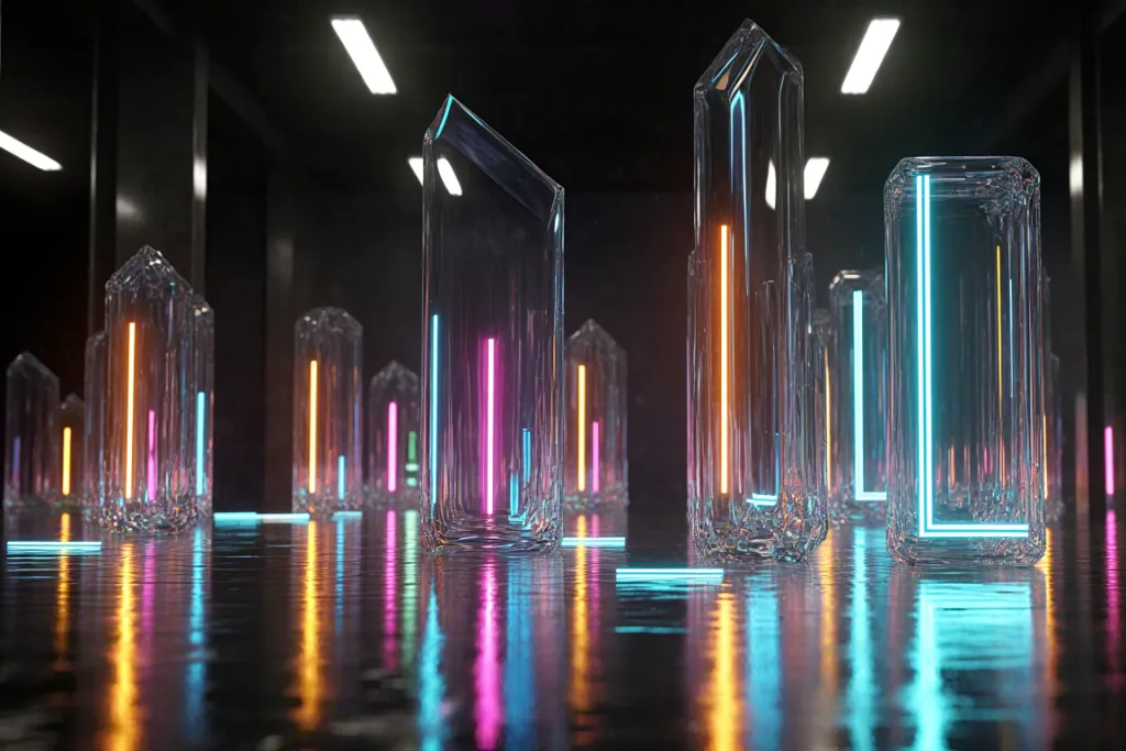 Futuristic neon corridor illustration