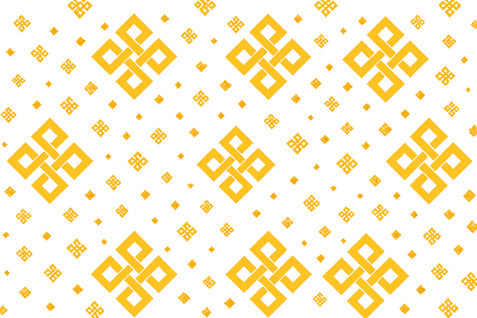 geometric ethnic pattern with yellow decorative shapes on black background