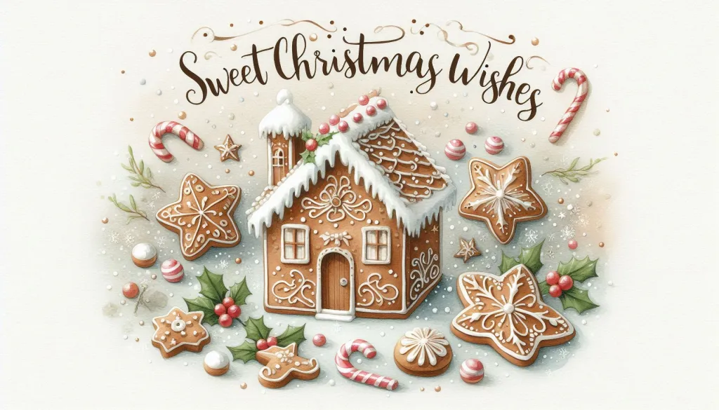 Gingerbread House Watercolor Christmas Card
