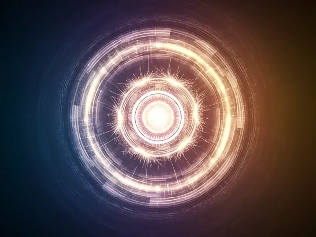 abstract 3D cubes and spheres floating in galaxy scene