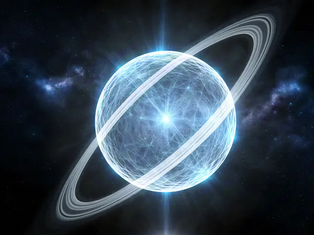 futuristic glowing ring floating in deep space