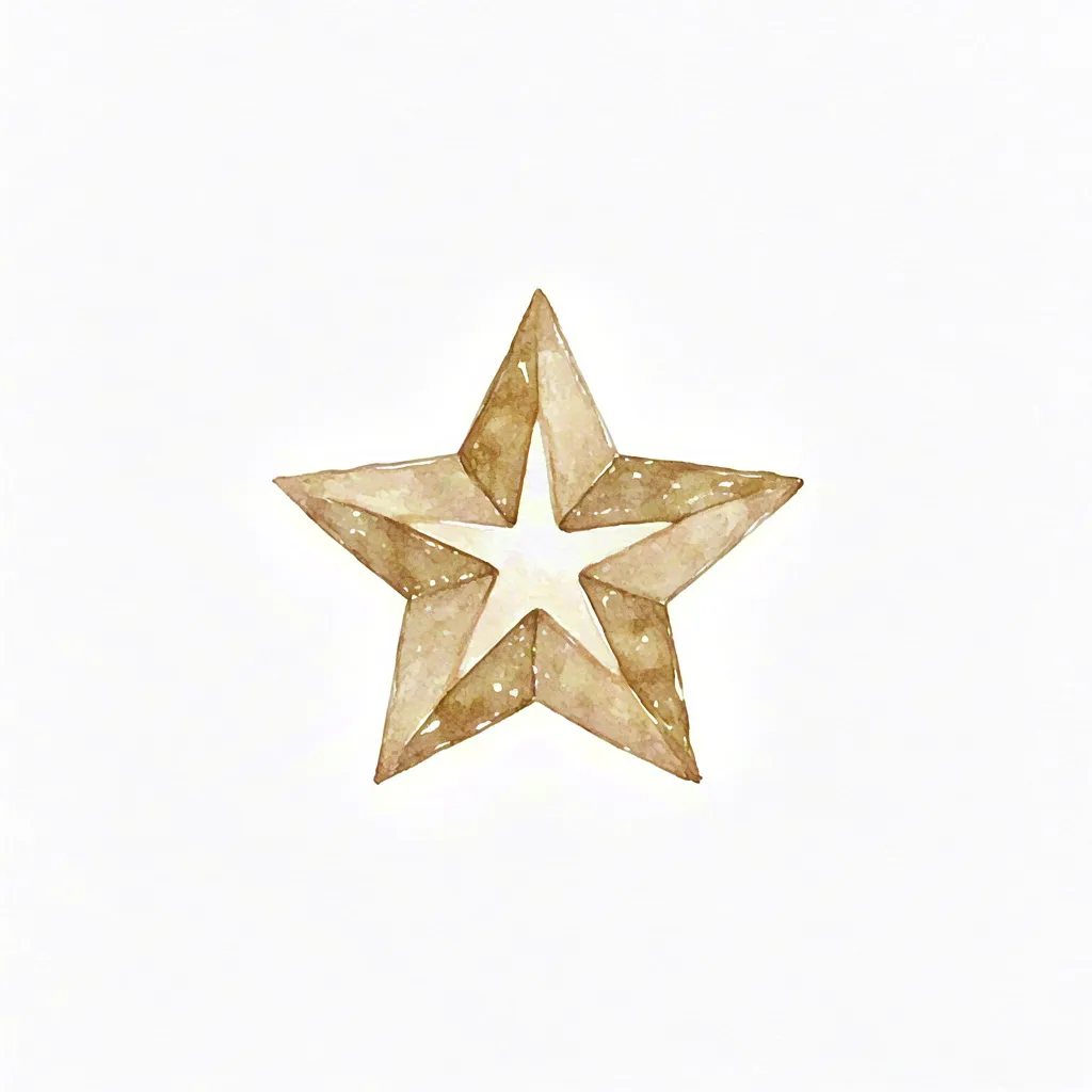 Gold Christmas star ornament on white