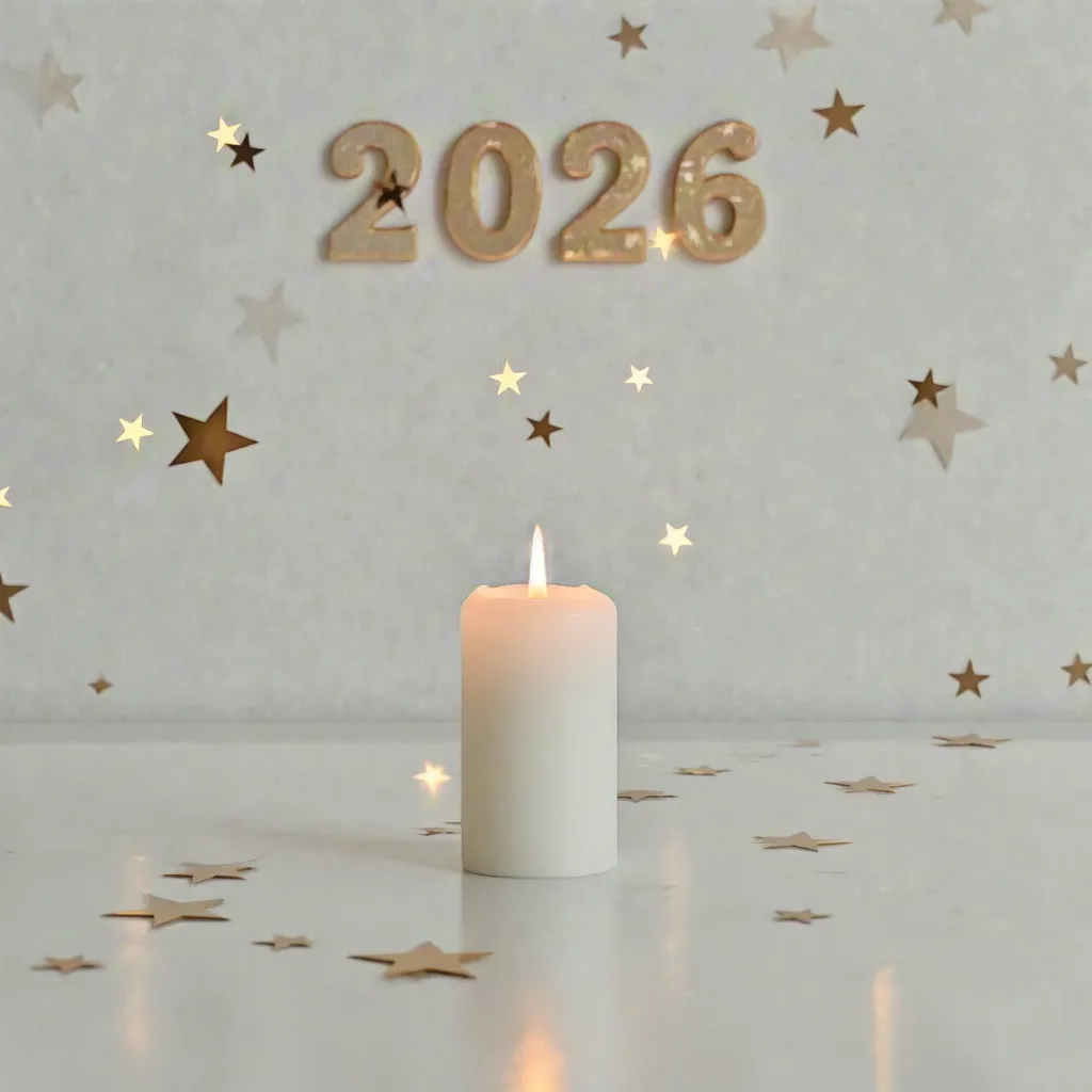 Gold Stars with Candle New Year Decoration