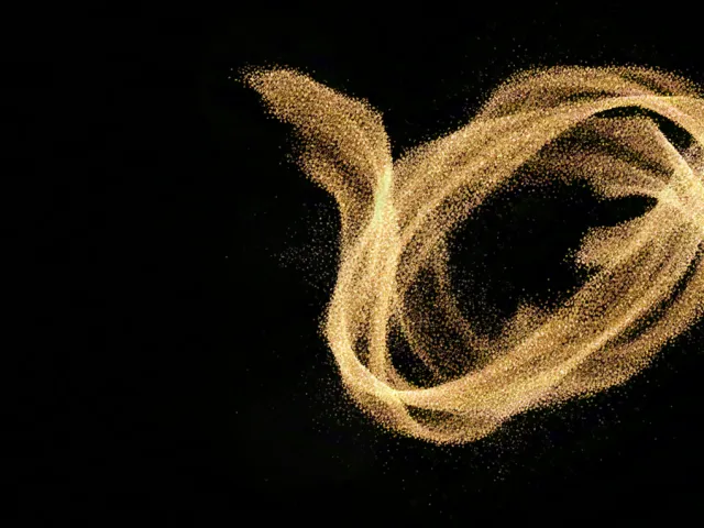 flowing golden dust wave on black background