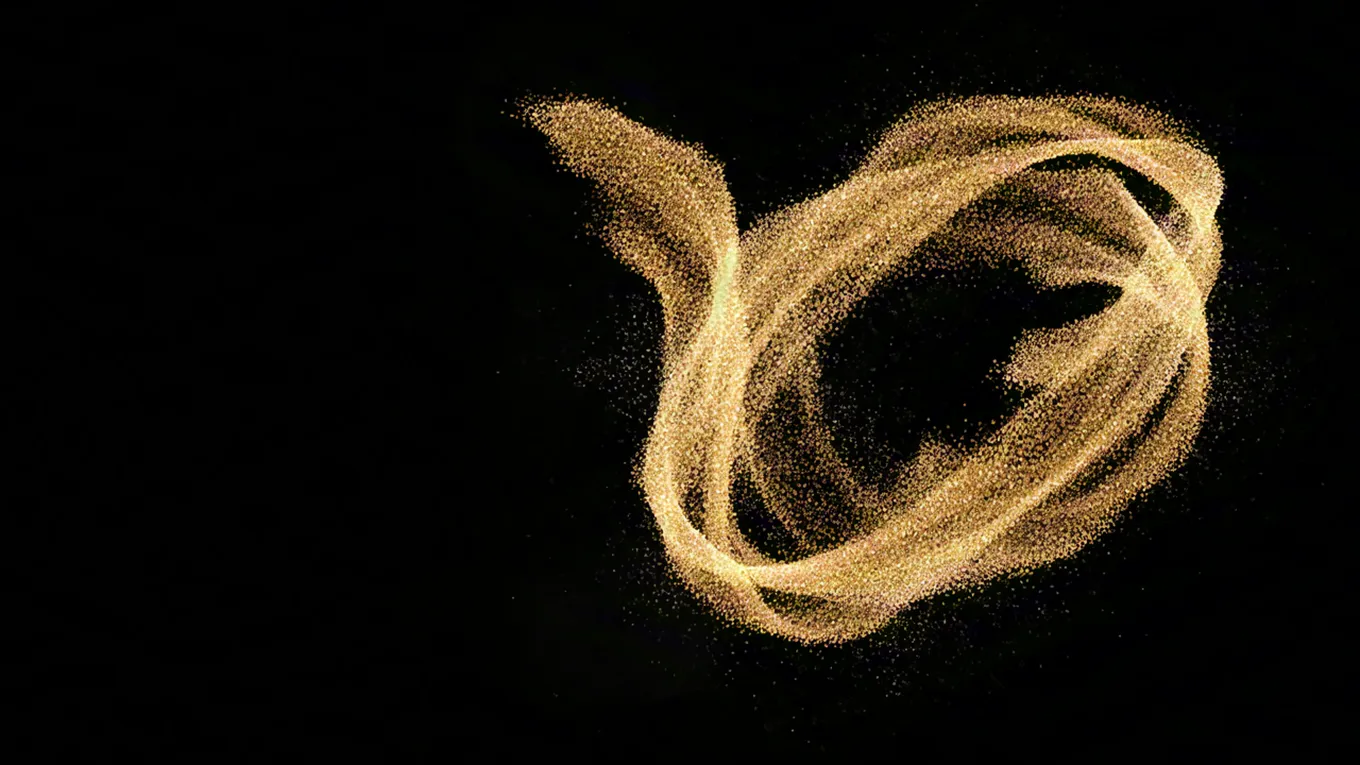 flowing golden dust wave on black background