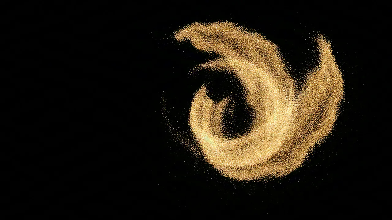 abstract golden spiral made from glowing particles