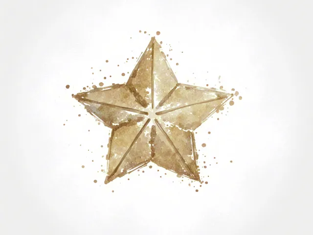 Golden Christmas star with glitter on white background