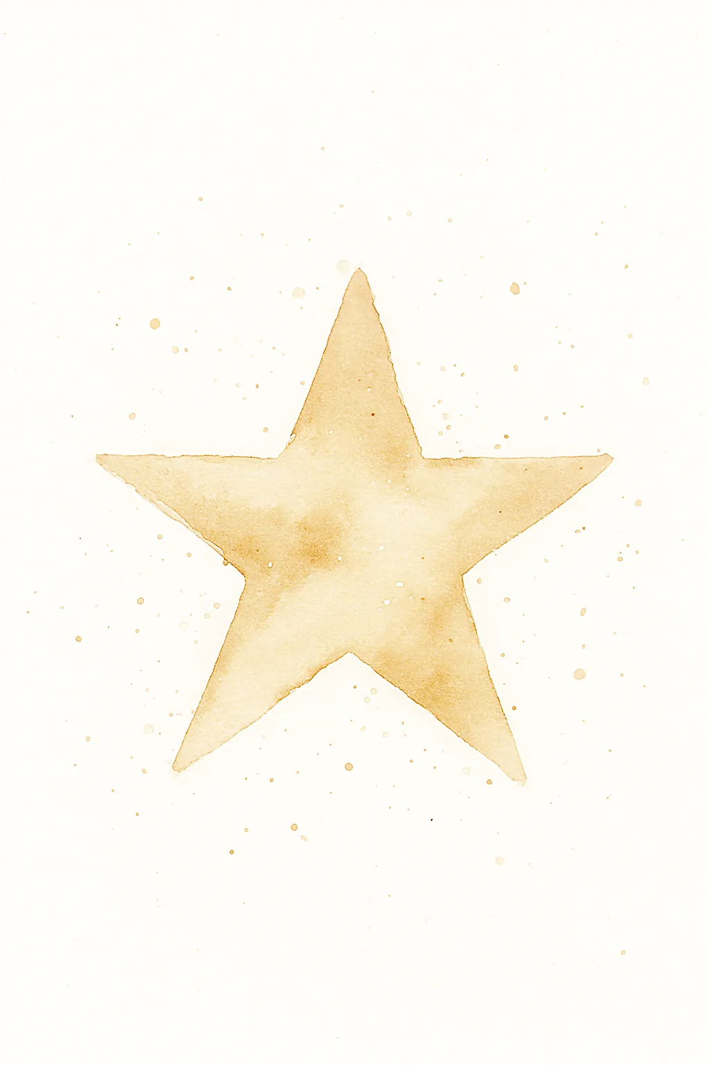 Soft watercolor illustration of a gold star on white background