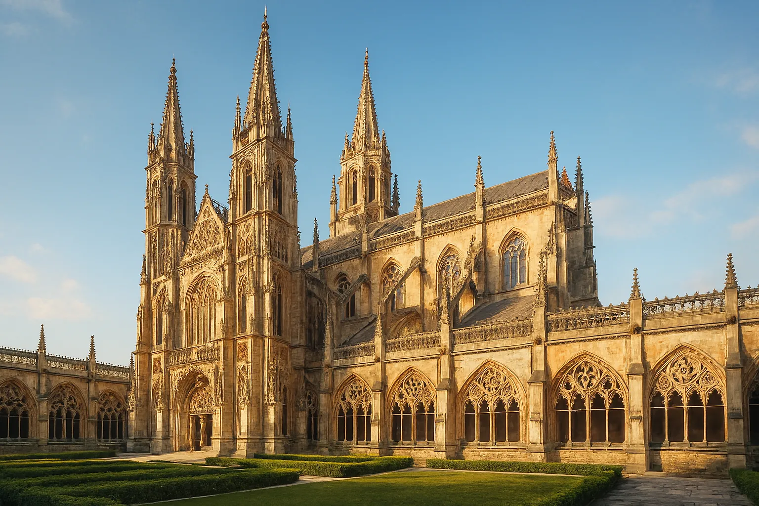 grand gothic cathedral under warm sunlight