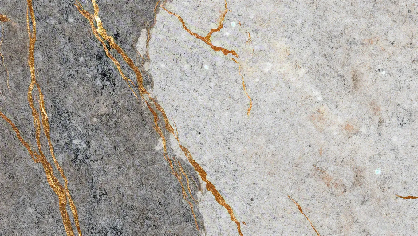 Gray marble texture with golden streaks