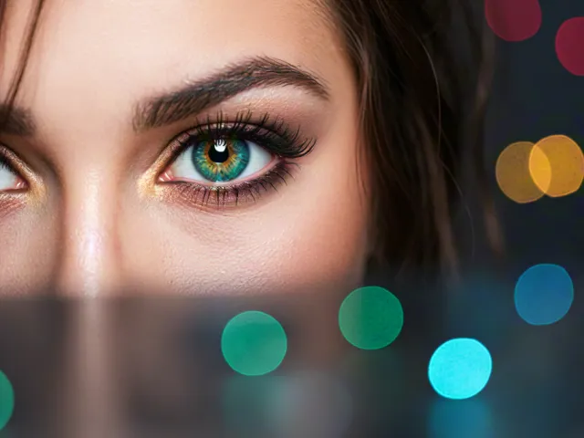 Artistic portrait showing female eyes and glowing background.