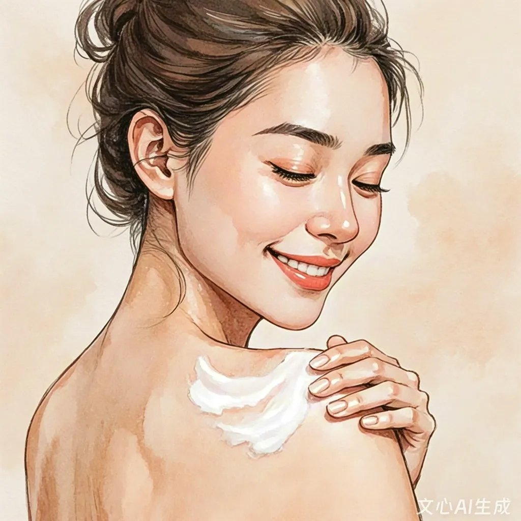 Happy woman with body cream illustration