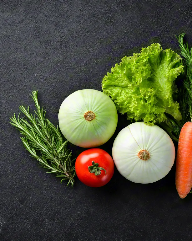 Healthy vegetables flat lay composition