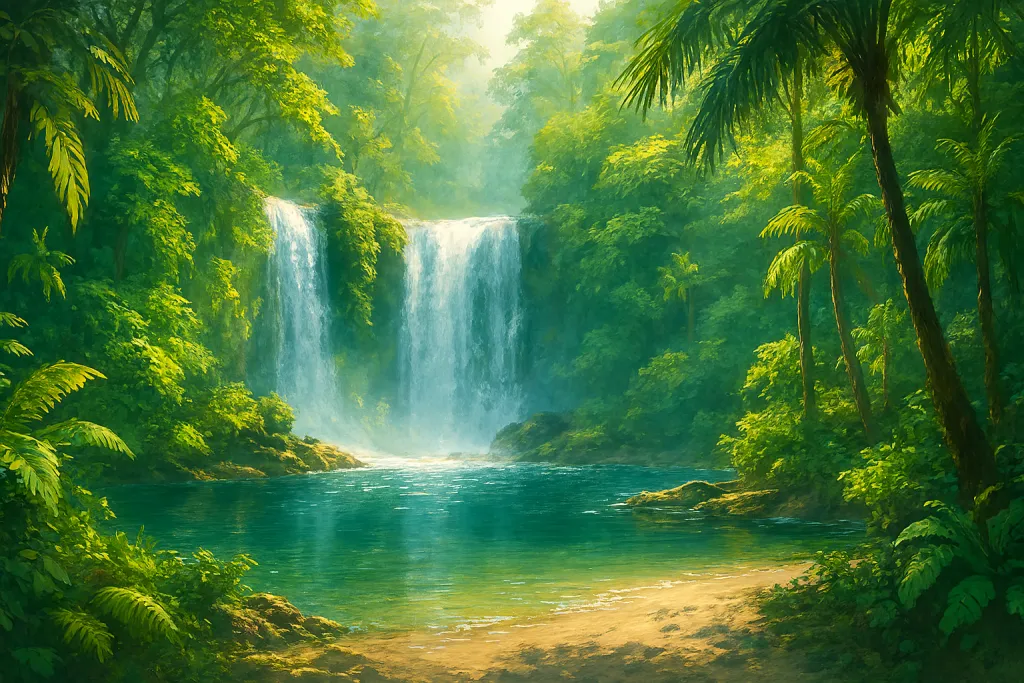 Hidden jungle waterfall