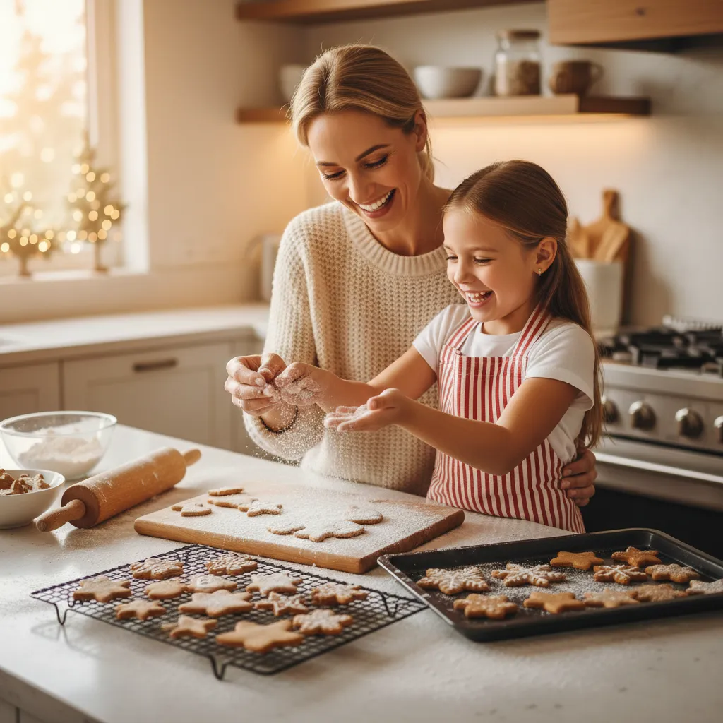 Holiday Baking Mother and Daughter