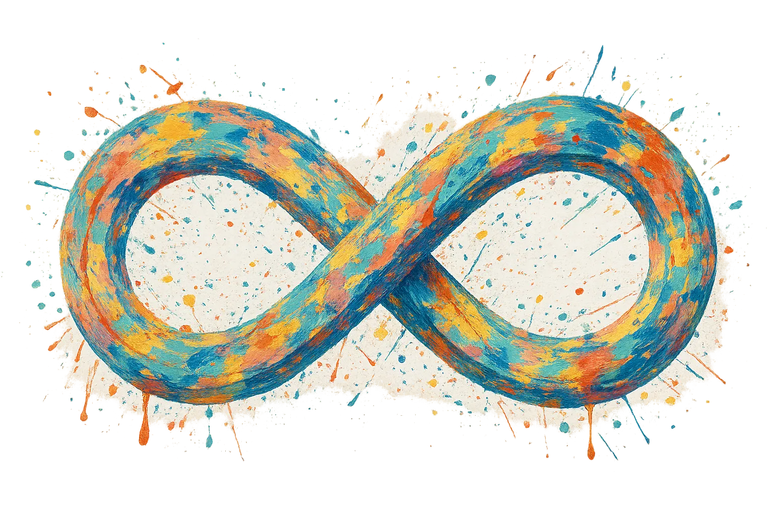 colorful artistic infinity symbol with watercolor splashes