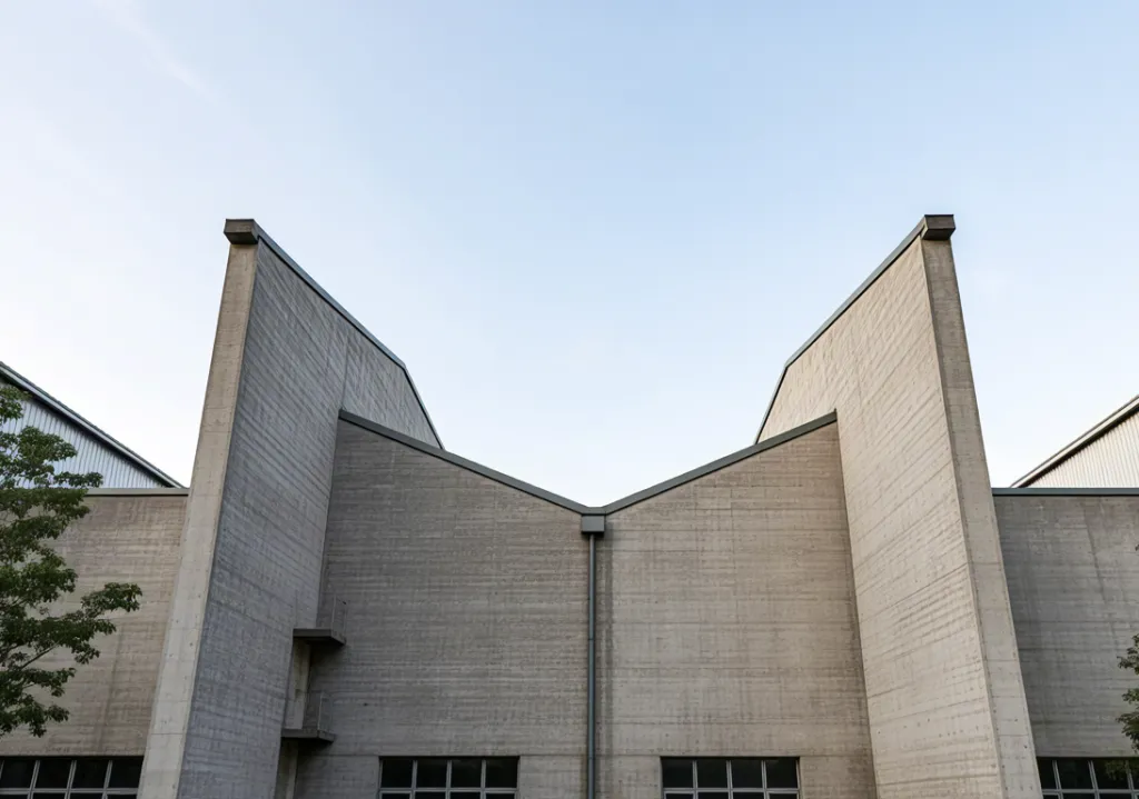 Low-angle view of modern concrete building