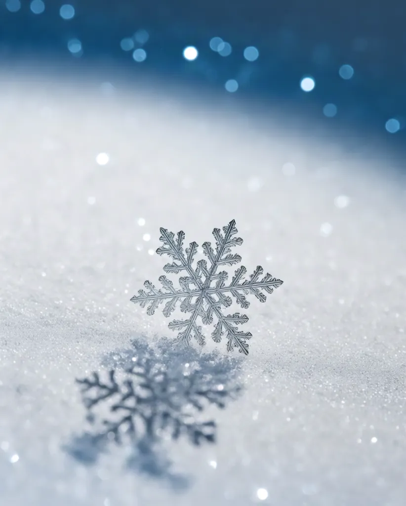 Macro Snowflake on Snow