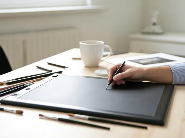 Businessman writing on paper at office desk