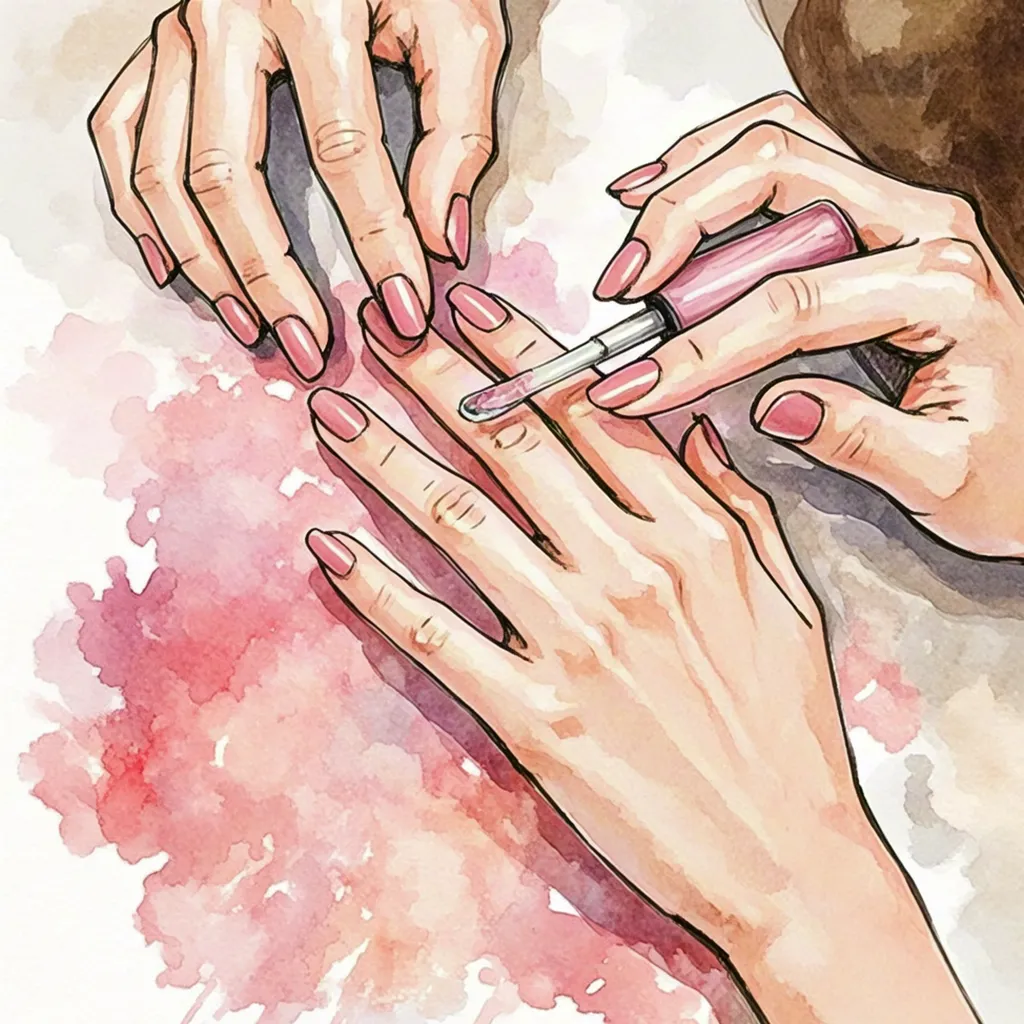 Manicure hands close-up watercolor