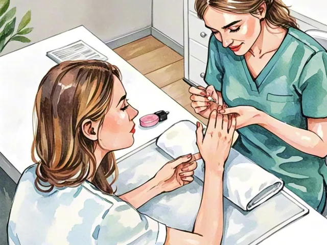 Esthetician performing a manicure treatment