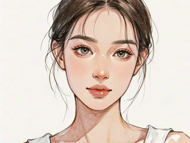Clean sketch-style portrait of a young woman with natural expression.