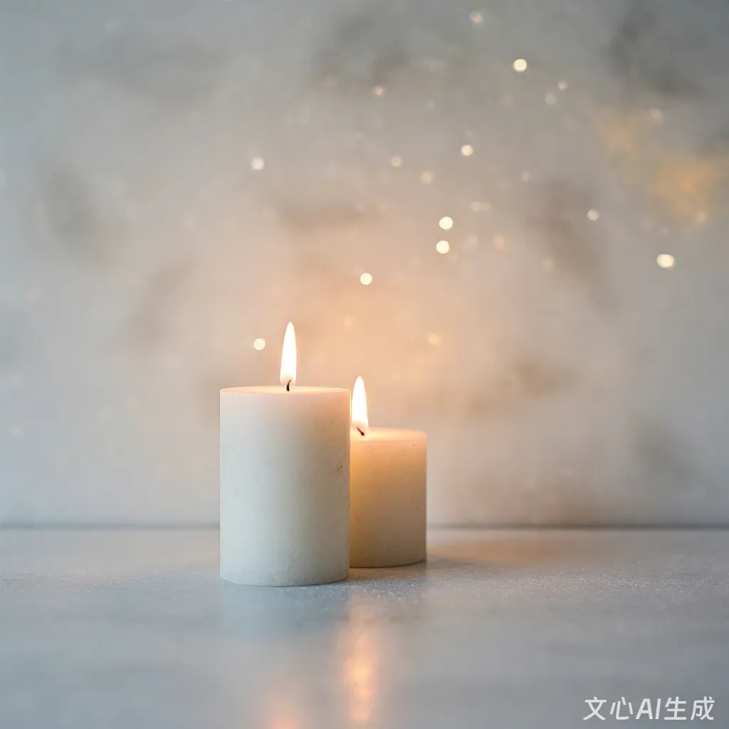 Minimal Christmas candles with golden bokeh