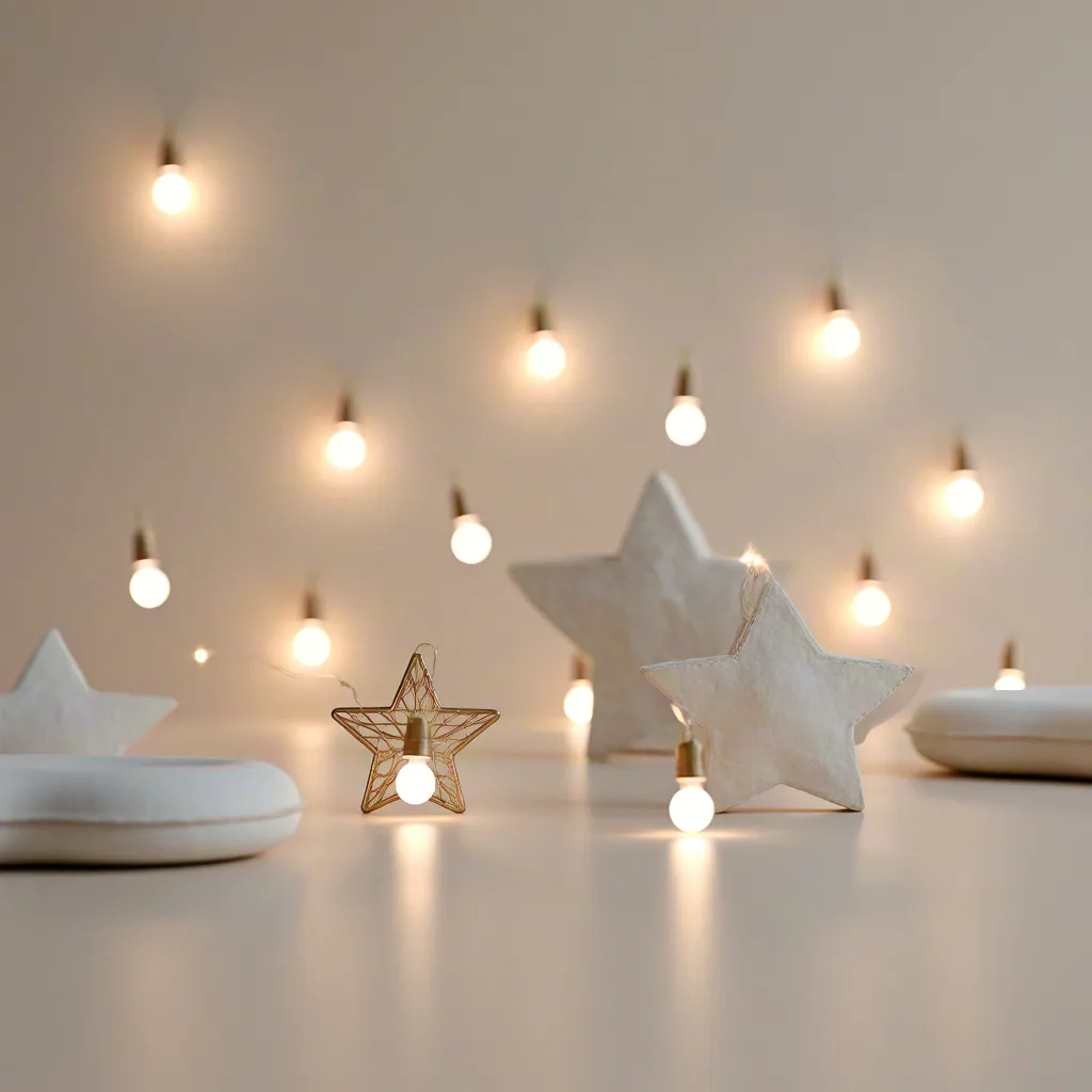 Minimal Christmas decor with star and warm lights