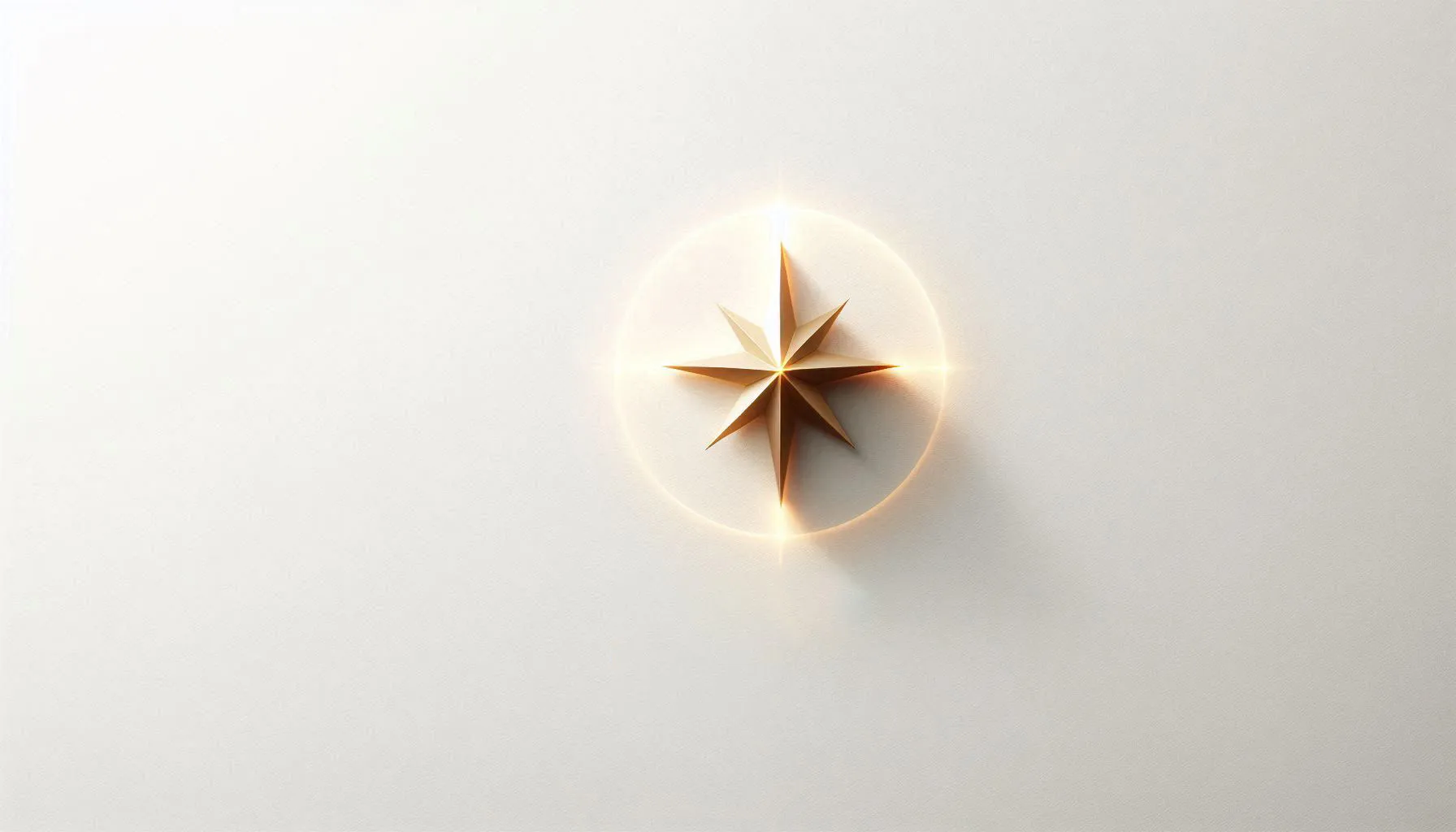 single golden star ornament casting soft shadow on white background