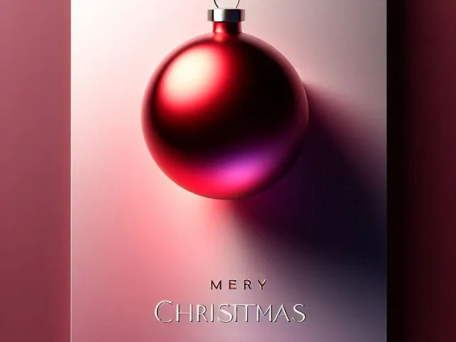 modern red bauble on soft pink background with elegant lighting