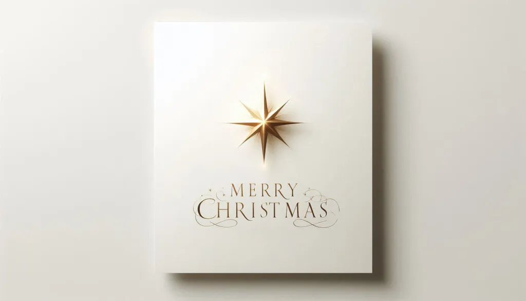 Minimalist Christmas card with golden star