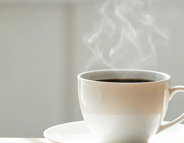 Cup of steaming coffee beside open book in cozy morning light.