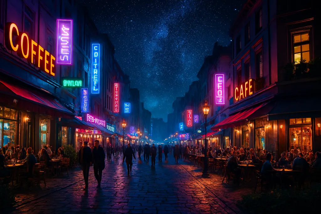 Neon city street