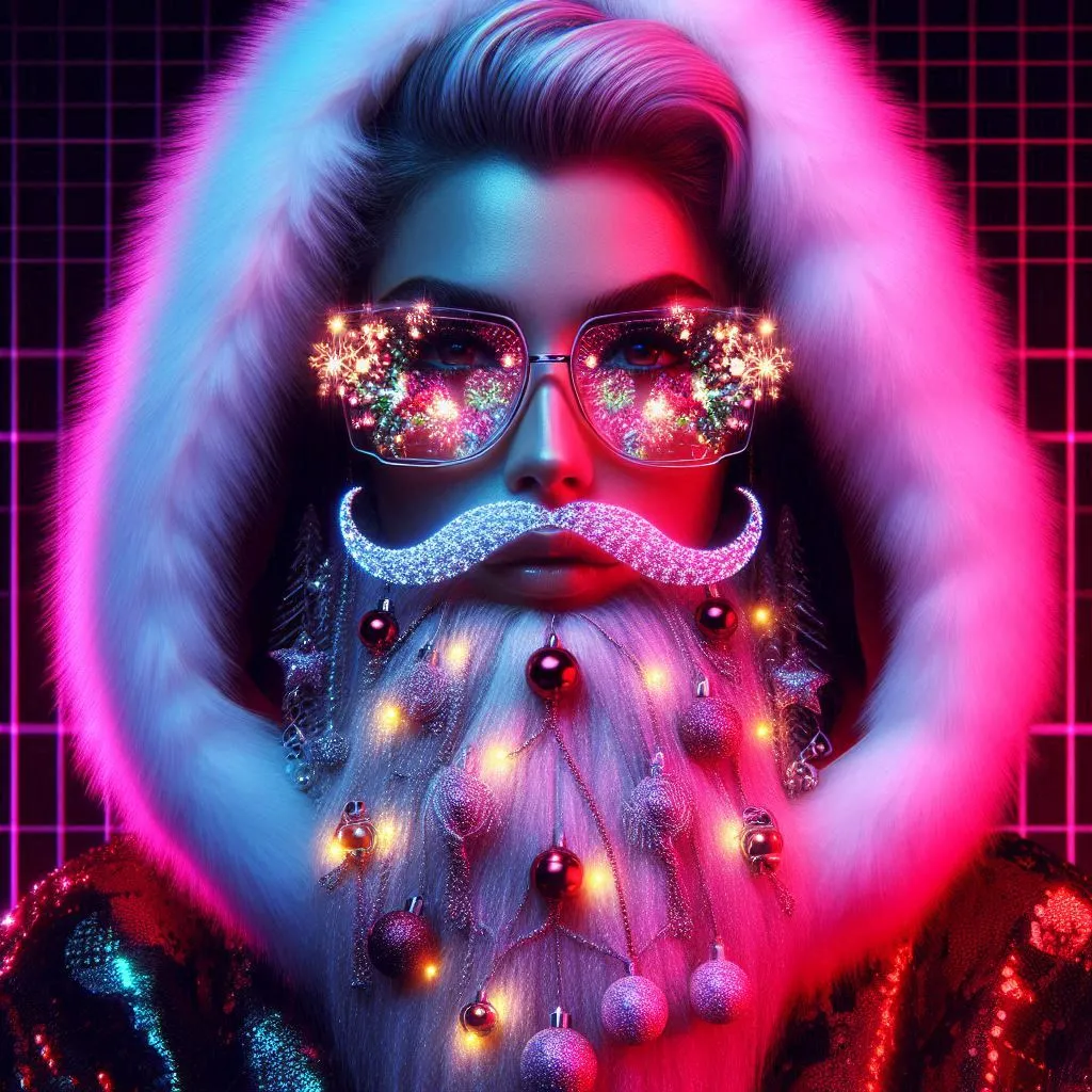 Neon Cyber Santa Portrait