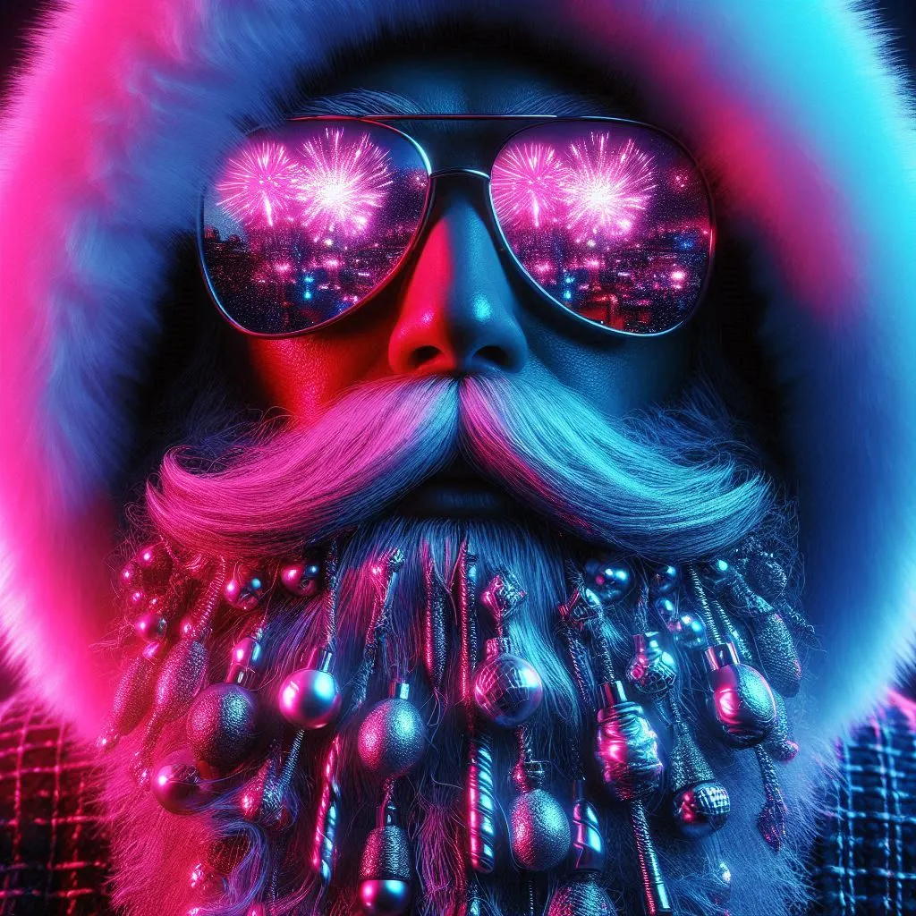 Neon Cyber Santa Portrait